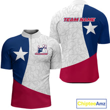 Load image into Gallery viewer, Custom Bowling Pattern Texeas Bowling Quarter-Zip Shirts For Men, Texas Bowling League Shirt IPHW9629