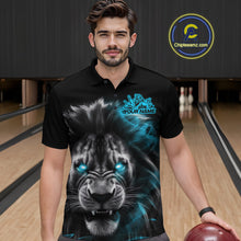 Load image into Gallery viewer, Custom Black And Blue Lion Bowling Polo Team Shirts For Men, Lion Bowling Jerseys IPHW9329