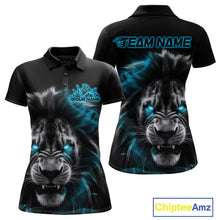 Load image into Gallery viewer, Custom Black And Blue Lion Bowling Polo Team Shirts For Women, Lion Bowling Jerseys IPHW9329