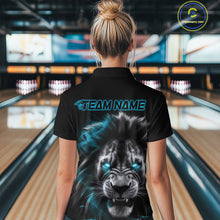 Load image into Gallery viewer, Custom Black And Blue Lion Bowling Quarter-Zip Team Shirt For Women, Lion Bowling Jersey IPHW9329