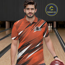 Load image into Gallery viewer, Man wearing a custom bowling shirt with a bowling alley in the background