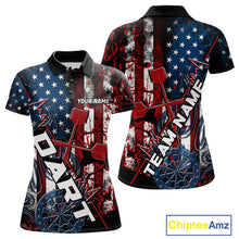 Load image into Gallery viewer, Custom Vintage Patriotic Dart Team Women Polo Shirts, US Flag Dart Jerseys IPHW9648