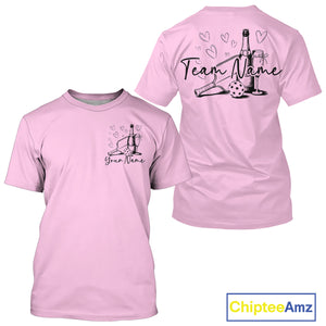 Custom Light Pink Pickleball T-Shirts For Men, Pickleball And Wine Lovers Uniform IPHW9460