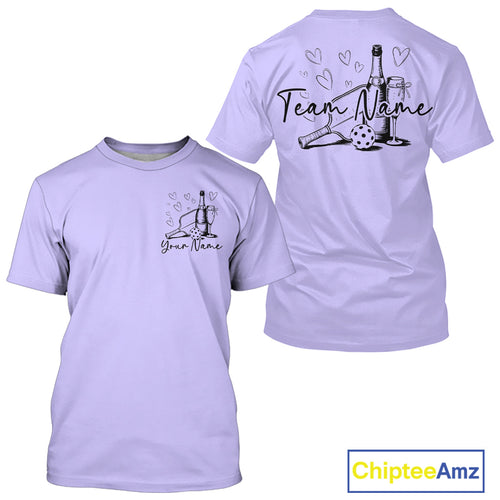 Custom Purple Pickleball T-Shirts For Men, Pickleball And Wine Lovers Uniform IPHW9461