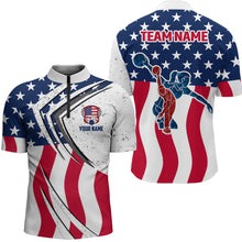 Load image into Gallery viewer, American Flag Custom Bowling Team Polo Shirts For Men, Patriotic Bowling Jerseys For Bowlers IPHW5215