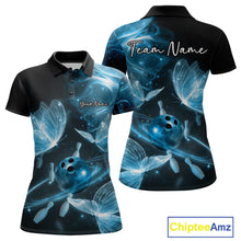 Load image into Gallery viewer, Custom Ethereal Blue Butterflies Bowling Team Women Polo Shirts, Ladies Bowling Outfit IPHW10238