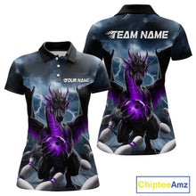 Load image into Gallery viewer, Custom Purple Dragon Bowling Women Polo Shirts, Dragon Bowling Team Tournament Outfit IPHW9107