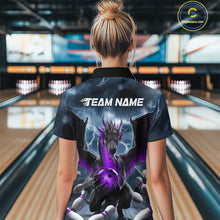 Load image into Gallery viewer, Custom Purple Dragon Bowling Women Quarter-Zip Shirts, Bowling Team Tournament Outfit IPHW9107