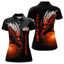 Load image into Gallery viewer, Custom Red Flame Bowling Team Polo Shirts, Dragon Bowling Shirts For Women IPHW5233