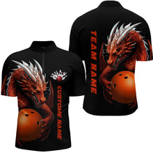 Load image into Gallery viewer, Custom Red Flame Bowling Team Polo Shirts, Dragon Bowling Shirts For Men, Bowling Ball Jerseys IPHW5233