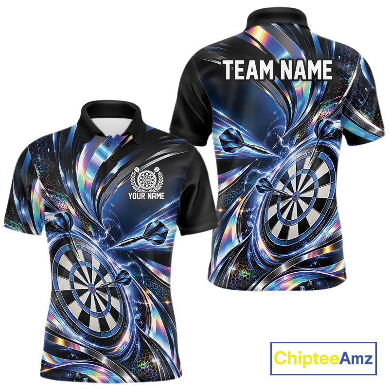 Custom Holographic Dart Team Men Polo Shirt, Dart Jersey Dart League Shirt IPHW12575