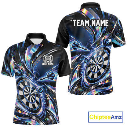 Custom Holographic Dart Team Men Polo Shirt, Dart Jersey Dart League Shirt IPHW12575