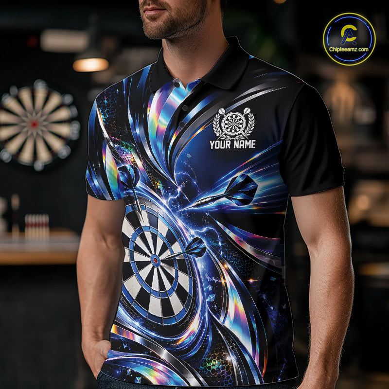 Custom Holographic Dart Team Men Polo Shirt, Dart Jersey Dart League Shirt IPHW12575