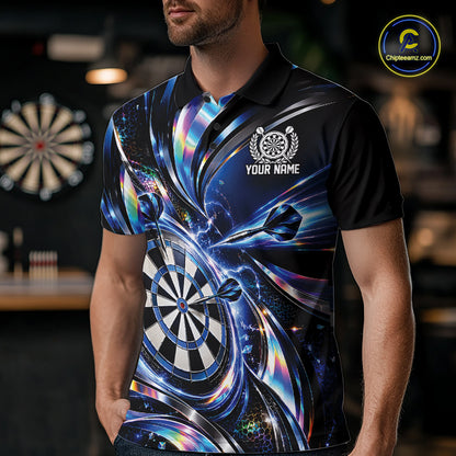 Custom Holographic Dart Team Men Polo Shirt, Dart Jersey Dart League Shirt IPHW12575