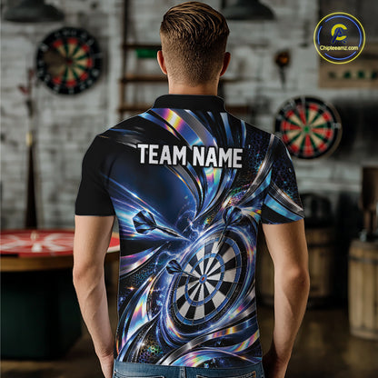 Custom Holographic Dart Team Men Polo Shirt, Dart Jersey Dart League Shirt IPHW12575