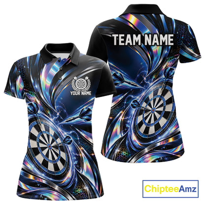 Custom Holographic Dart Team Women Polo Shirt, Dart Jersey Dart League Shirt IPHW12575
