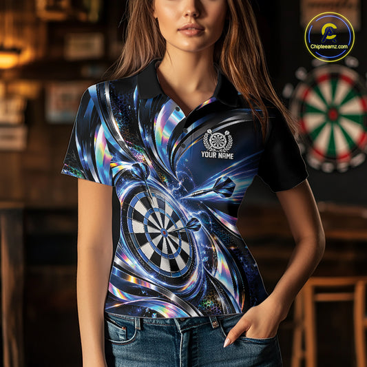Custom Holographic Dart Team Women Polo Shirt, Dart Jersey Dart League Shirt IPHW12575