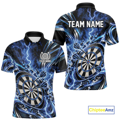Custom Blue Thunder Lightning Dart Team Jersey For Men, Dart Tournament Polo Shirt IPHW12582