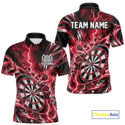 Custom Red Thunder Lightning Dart Team Jersey For Men, Dart Tournament Polo Shirt IPHW12583