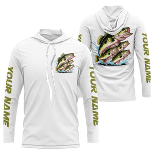 Largemouth Bass Fishes Custom Bass Long Sleeve Fishing Shirts, Bass Tournament Fishing Shirt IPHW7959