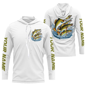 Walleye Fishes Custom Bass Long Sleeve Fishing Shirts, Walleye Tournament Fishing Shirt IPHW7960