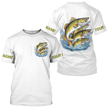 Load image into Gallery viewer, Walleye Fishes Custom Bass Long Sleeve Fishing Shirts, Walleye Tournament Fishing Shirt IPHW7960