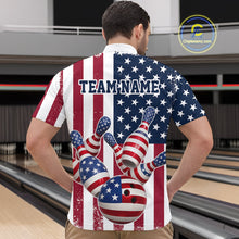 Load image into Gallery viewer, Custom US Flag Bowling Quarter-Zip Shirts For Men, Patriotic Bowling League Shirt Bowling Jersey IPHW9714