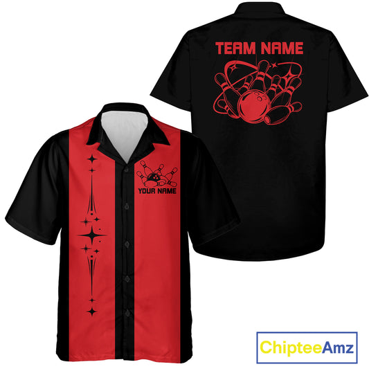 Custom Retro Bowling League Shirt For Team, Classic Button Up Shirt For Bowlers IPHW12227