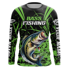 Load image into Gallery viewer, Customized Bass Fishing Long Sleeve Tournament Shirts, Bass Fishing Gifts For Fisherman | Green IPHW6646