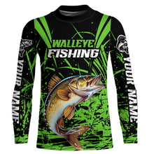 Load image into Gallery viewer, Customized Walleye Fishing Long Sleeve Tournament Shirt, Walleye Fishing Gifts For Fisherman | Green IPHW6647