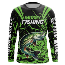 Load image into Gallery viewer, Customized Musky Fishing Long Sleeve Tournament Shirts, Muskie Fishing Gifts For Fisherman | Green IPHW6648