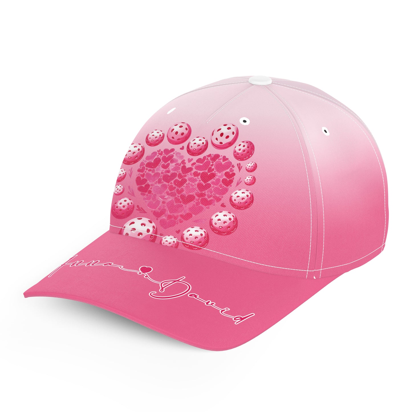 Custom Pink Heart Pickleball Hat For Men And Women, Valentines Pickleball Couple IPHW8193