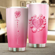 Load image into Gallery viewer, Custom Pink Heart Pickleball Tumbler Cup For Men And Women, Valentines Pickleball Couple IPHW8193