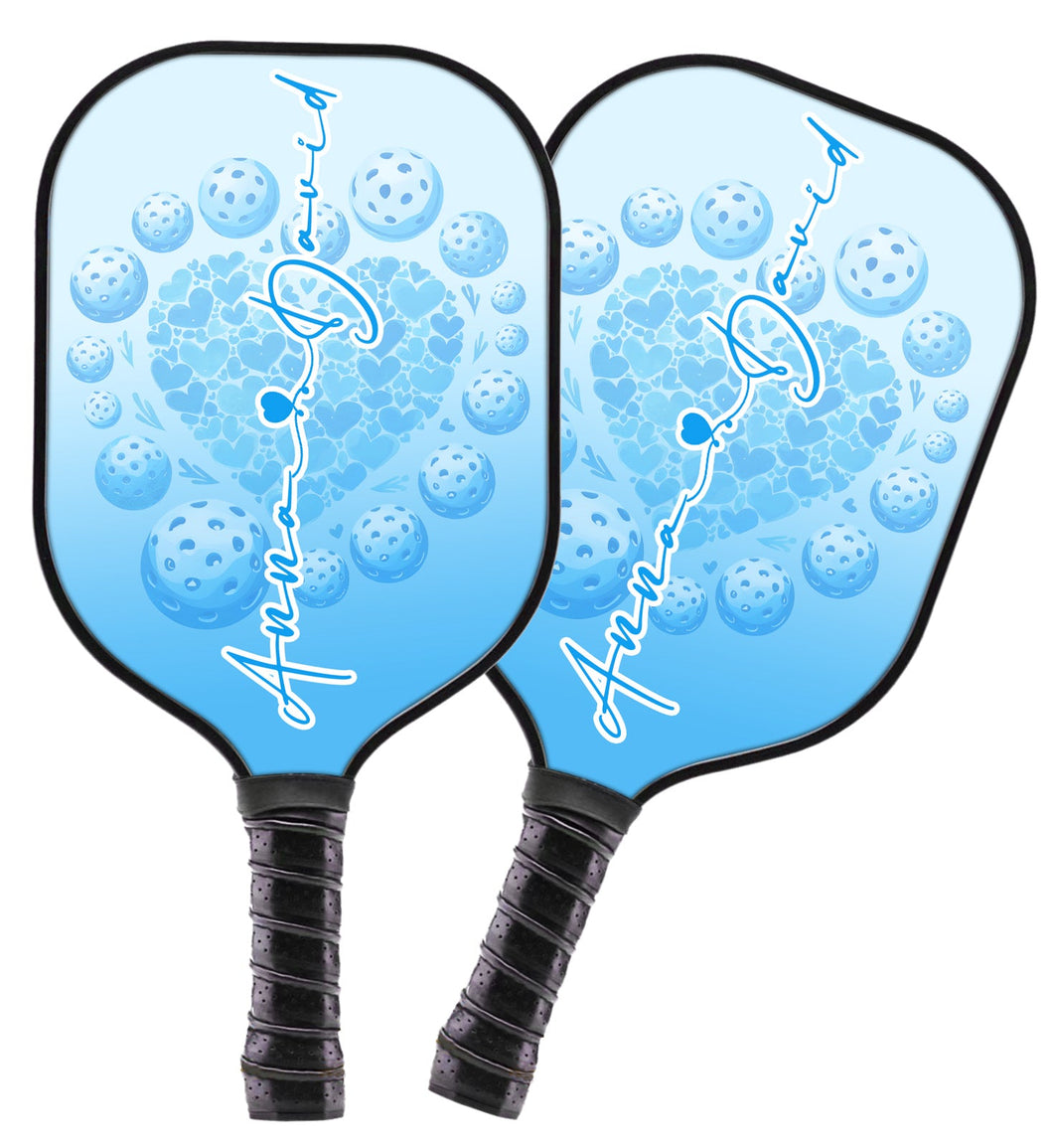 1PC Custom Blue Heart Pickleball Paddle For Men And Women, Valentines Pickleball Couple IPHW8194