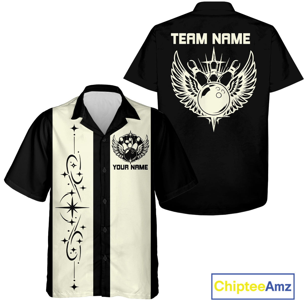 Bowling With Wings Custom Retro Bowling Team Button Up Shirt, Gift For Bowlers IPHW12247