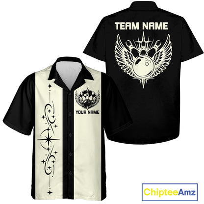 Bowling With Wings Custom Retro Bowling Team Button Up Shirt, Gift For Bowlers IPHW12247