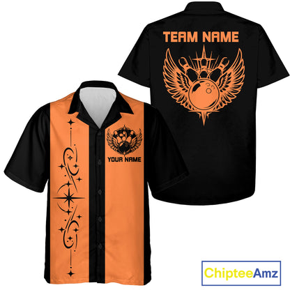 Bowling With Wings Custom Retro Bowling Team Button Up Shirt, Gift For Bowlers IPHW12247