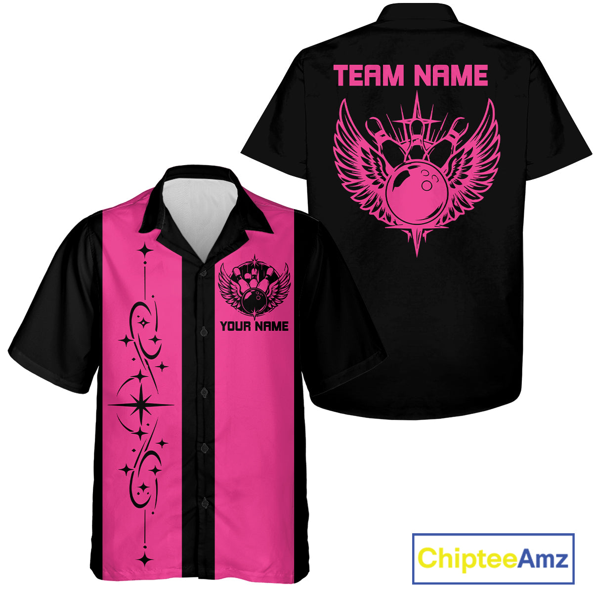 Bowling With Wings Custom Retro Bowling Team Button Up Shirt, Gift For Bowlers IPHW12247