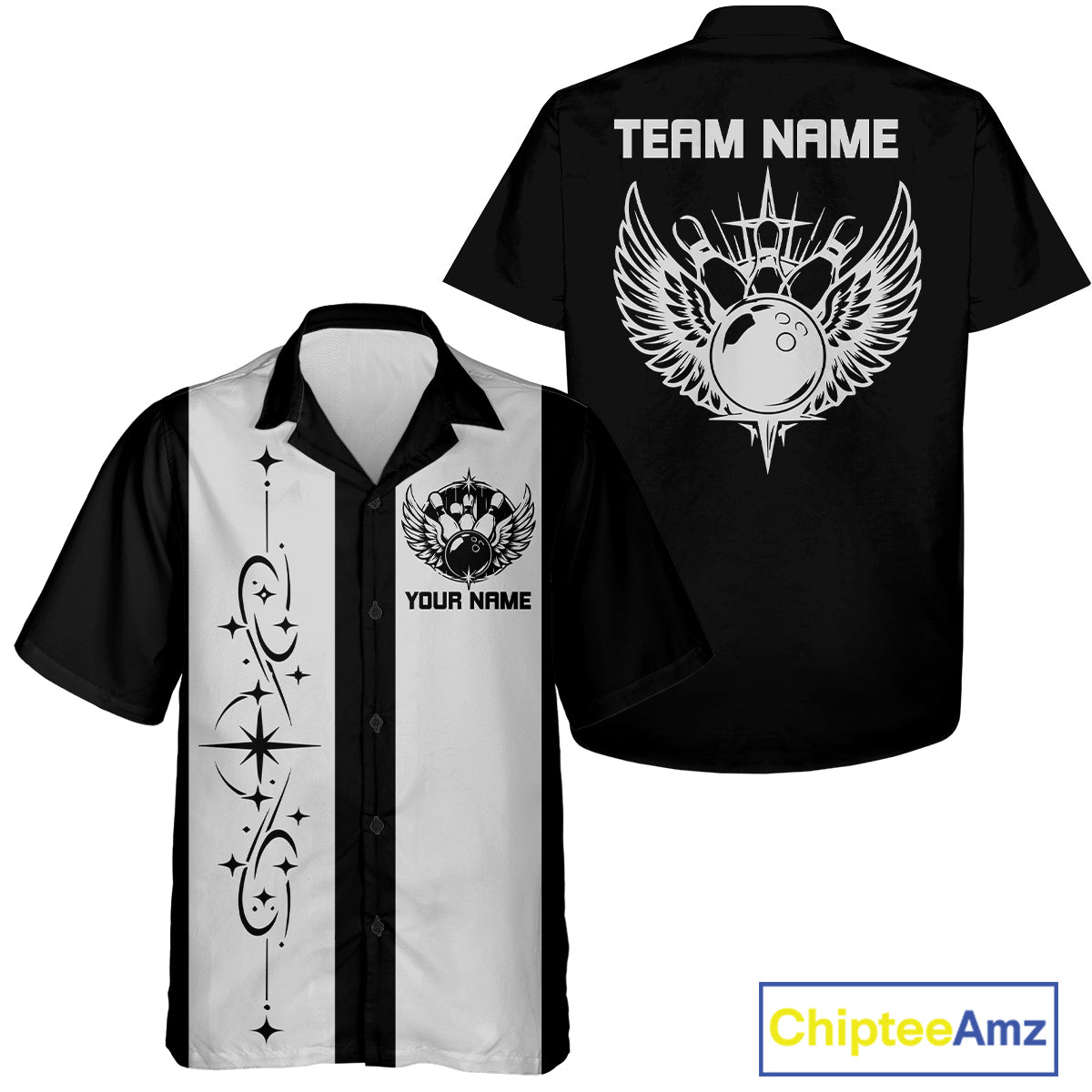 Bowling With Wings Custom Retro Bowling Team Button Up Shirt, Gift For Bowlers IPHW12247