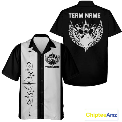 Bowling With Wings Custom Retro Bowling Team Button Up Shirt, Gift For Bowlers IPHW12247