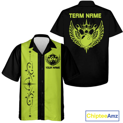 Bowling With Wings Custom Retro Bowling Team Button Up Shirt, Gift For Bowlers IPHW12247