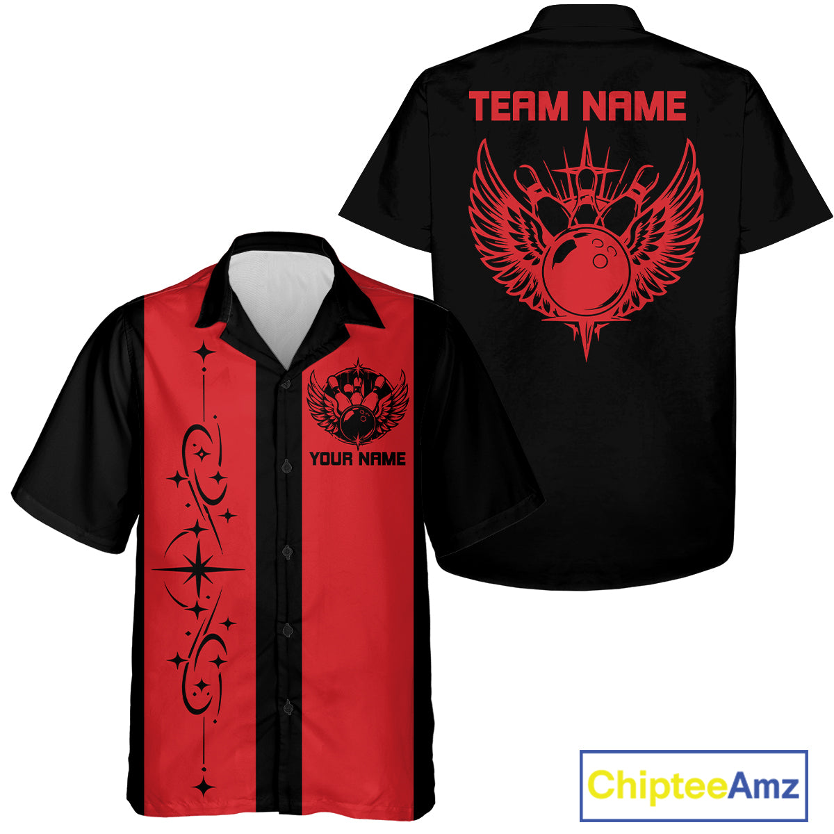Bowling With Wings Custom Retro Bowling Team Button Up Shirt, Gift For Bowlers IPHW12247