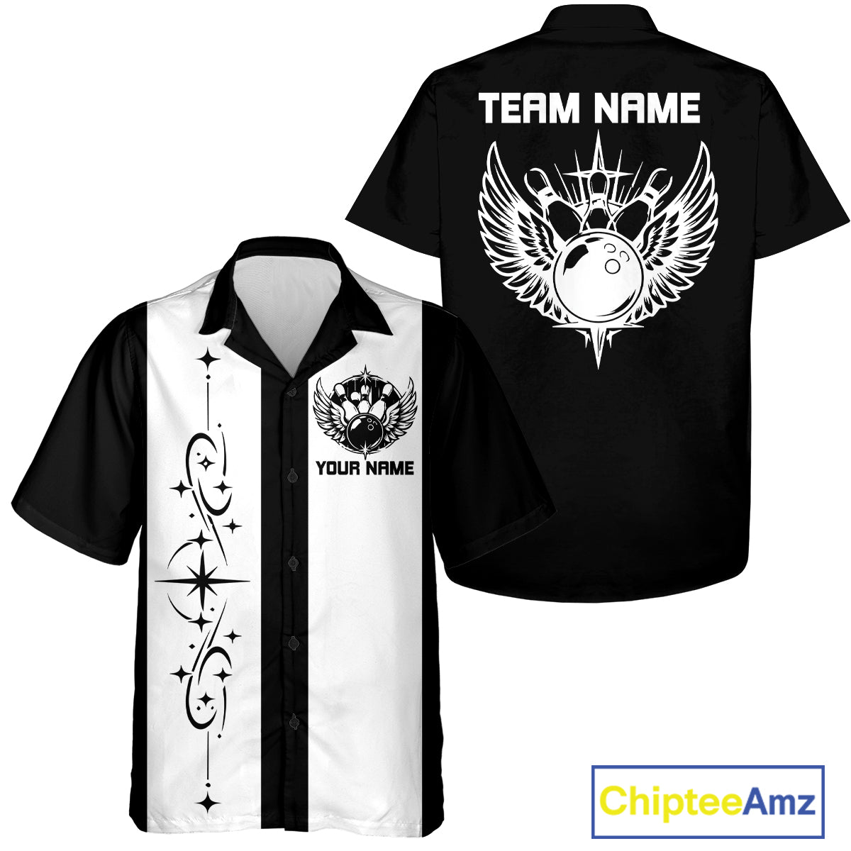 Bowling With Wings Custom Retro Bowling Team Button Up Shirt, Gift For Bowlers IPHW12247
