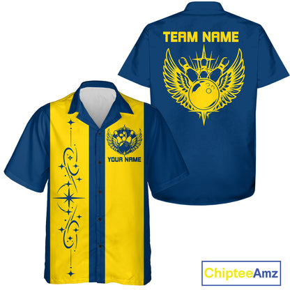 Bowling With Wings Custom Retro Bowling Team Button Up Shirt, Gift For Bowlers IPHW12247