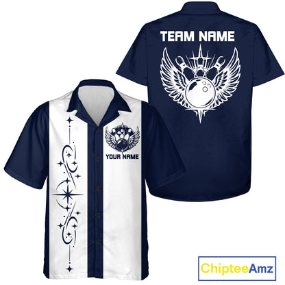Bowling With Wings Custom Retro Bowling Team Button Up Shirt, Gift For Bowlers IPHW12247