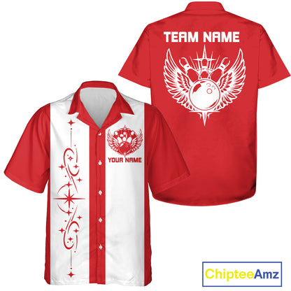 Bowling With Wings Custom Retro Bowling Team Button Up Shirt, Gift For Bowlers IPHW12247