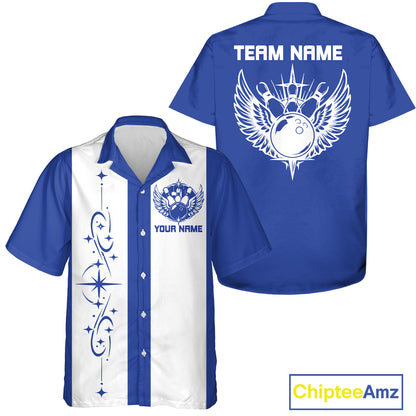 Bowling With Wings Custom Retro Bowling Team Button Up Shirt, Gift For Bowlers IPHW12247