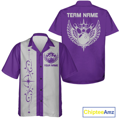 Bowling With Wings Custom Retro Bowling Team Button Up Shirt, Gift For Bowlers IPHW12247