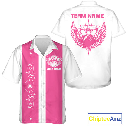 Bowling With Wings Custom Retro Bowling Team Button Up Shirt, Gift For Bowlers IPHW12247