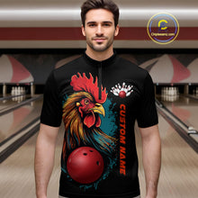 Load image into Gallery viewer, Custom Chicken Bowling Shirts For Men Bowling Quarter Zip Shirts Team Bowling League Jersey IPHW5290